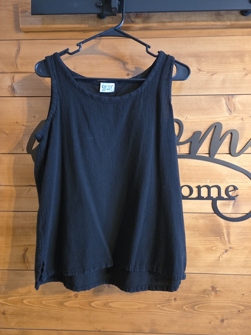 Oh My Gauze! Black Sleeveless Cotton Gauze Tank Top